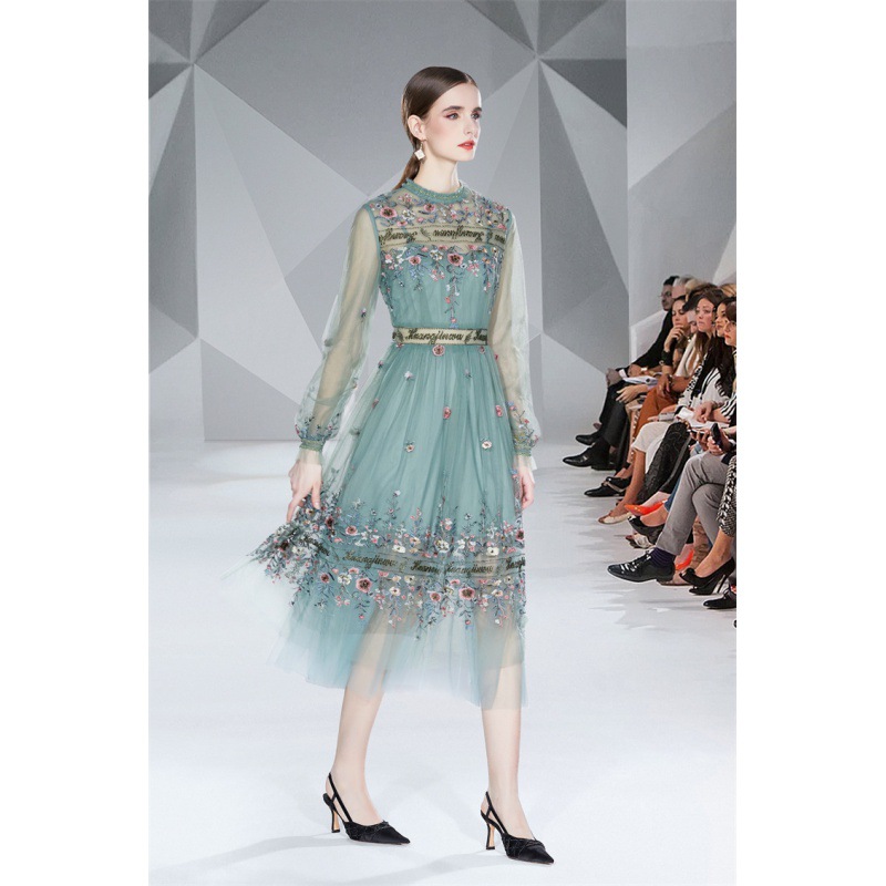 Mesh Embroidery Waistband Dress, picture 6 of 6