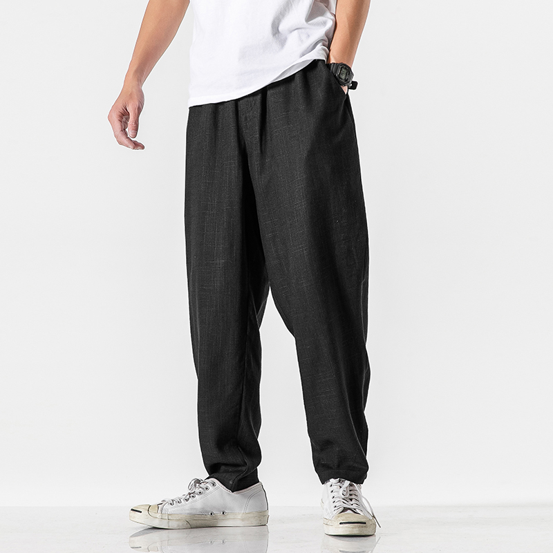 Title 5, Mens Linen Summer Straight Trousers Breathable...