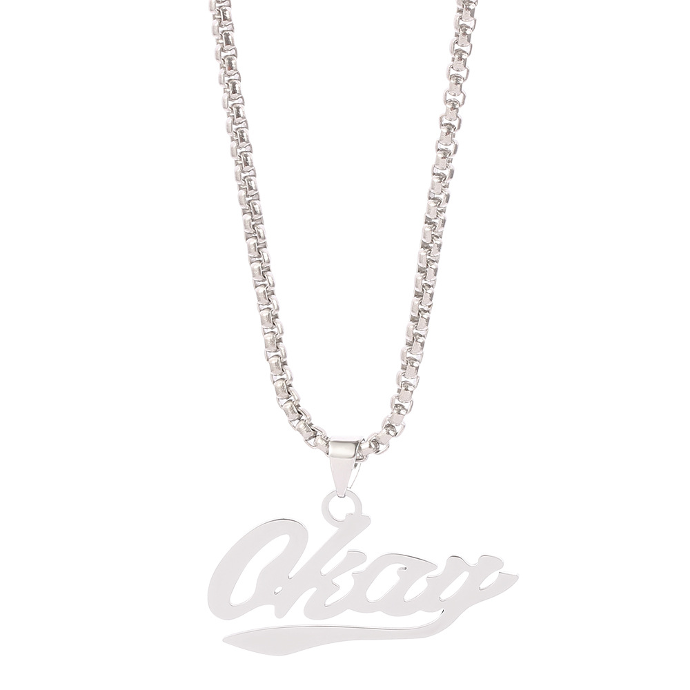 Hot Selling Fashion Jewelry Colorful Okay Letter Necklace Silver Necklace