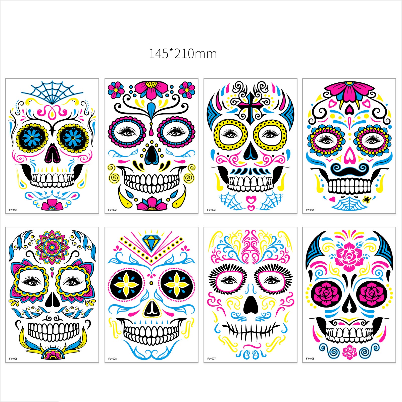 New Halloween Fluorescent Funny Death Face Pasters