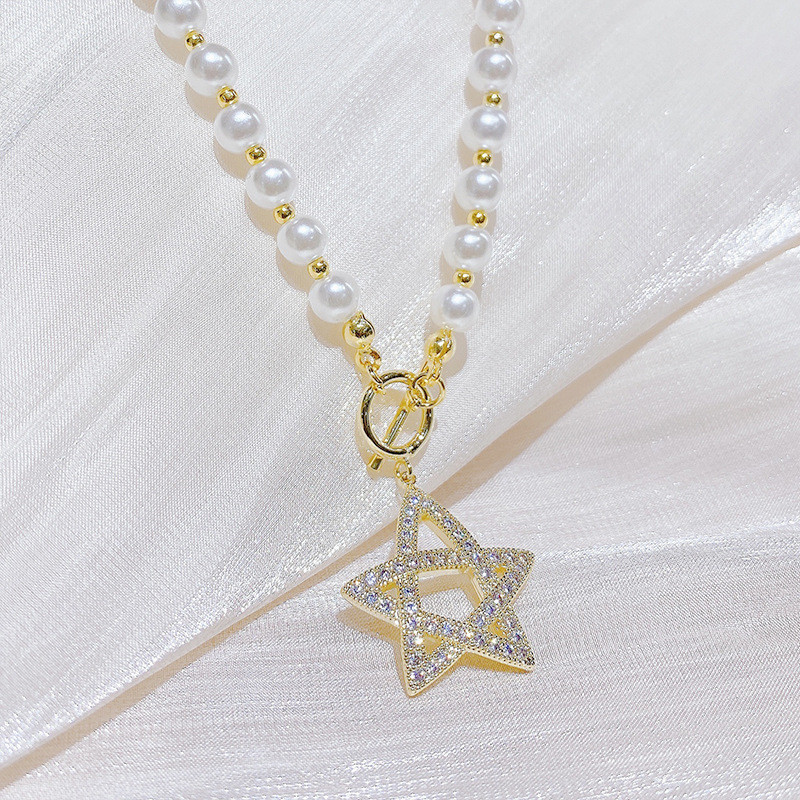 Baroque Special-shaped Pearl Vintage Palace Style Five-pointed Star Clavicle Chain