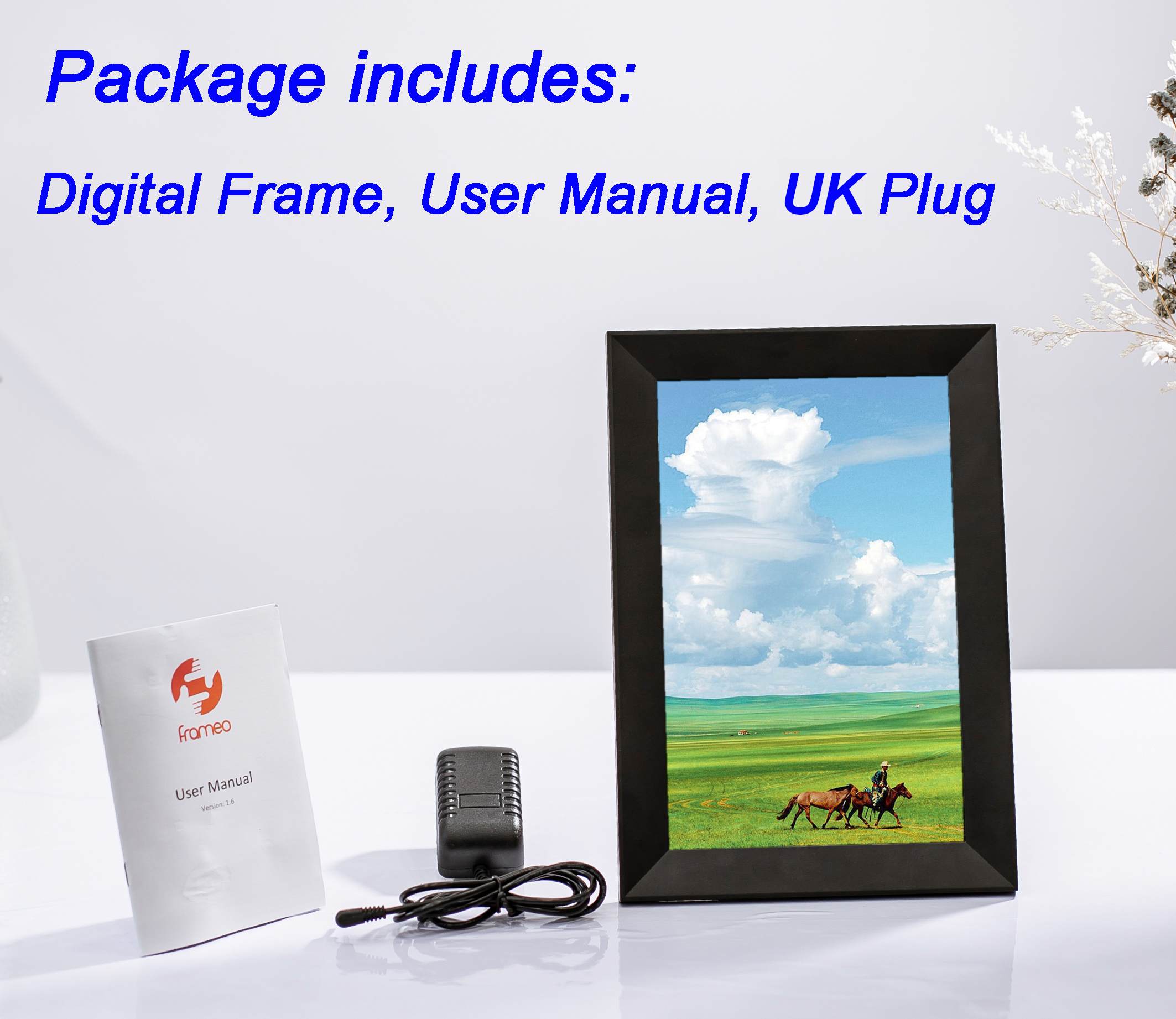 10.1 Inch Smart Cloud WIFI Digital Picture Frame 1280x800 Full IPS Touchscreen With Free Frameo APP, Easy Share Photos Or Videos, Sleep Mode, 16GB Storage