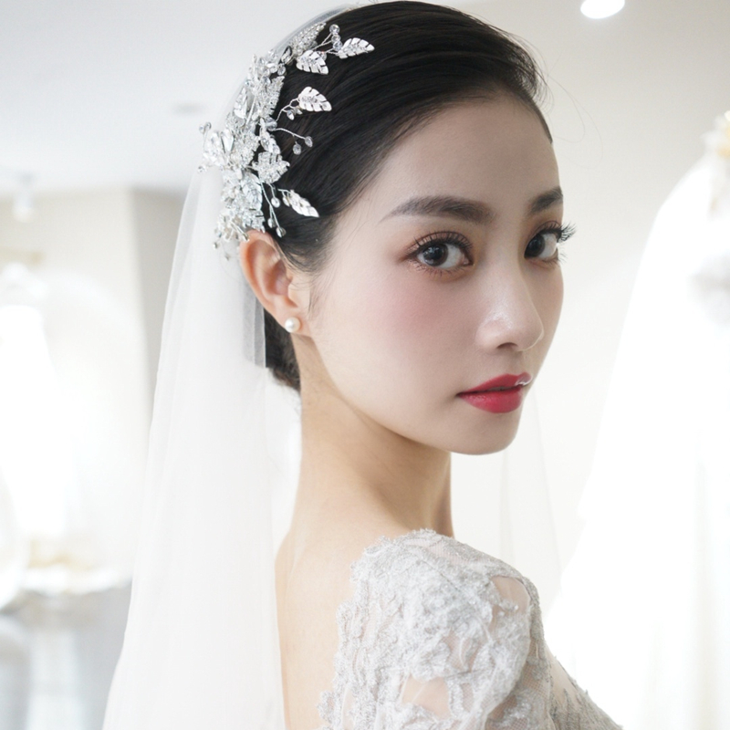 New Silver White Wedding Dress Headband Clip