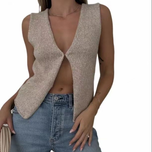 Summer New Sleeveless Spicy Girl Knitted Top Cardigan