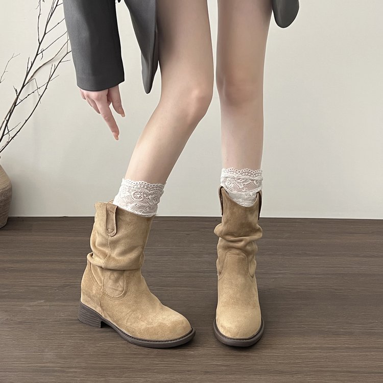 Faux Suede Slouch Boots