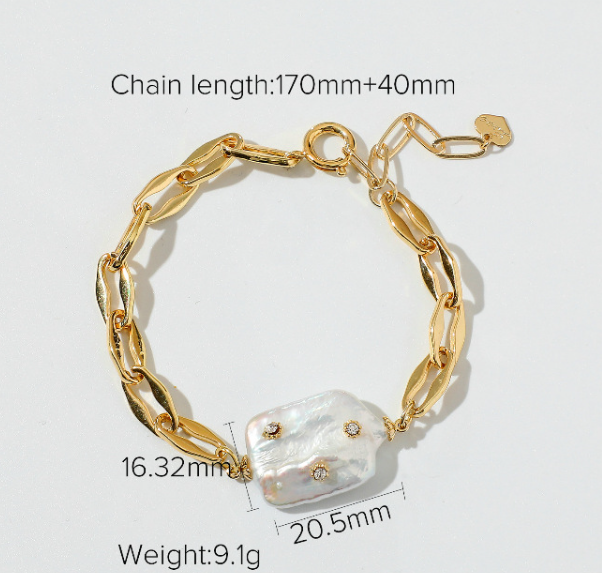 Freshwater Pearl Bracelet Mini Zircon Inlaid Pearl Pendant Gold-plated Bracelet