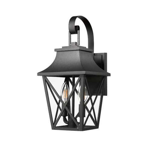 Black Outdoor Wall Light 2 Lights, Large Outdoor Modern Wall Light Fixtures, Industrial Porch Light Wall Mounted With Glass, Waterproof Farmhouse Exterior Light Lighting — foto 10