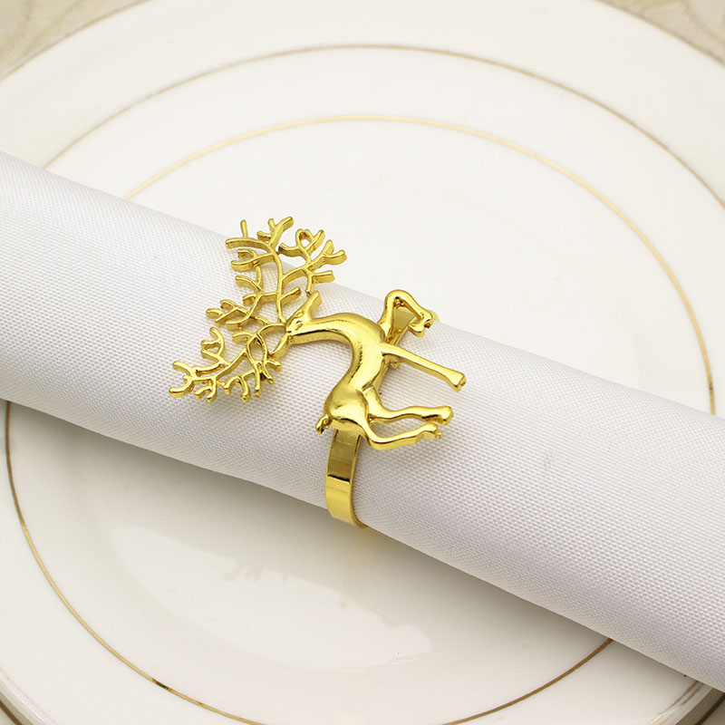Golden Christmas Fawn Buckle Napkin Ring (Silver-1PCS)