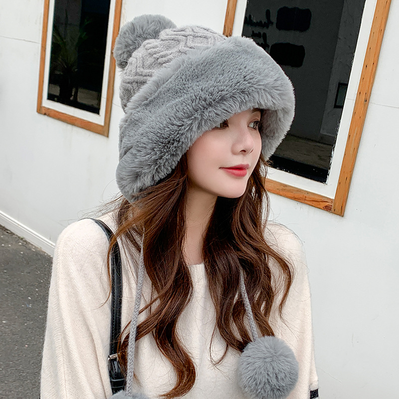 Solid Color Wool Knitted Ear Protection Warm Hat