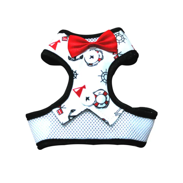 Small Dog Teddy Vest style Bow Evening Dress With Chest Strap White Print - Shop at LoveMi
