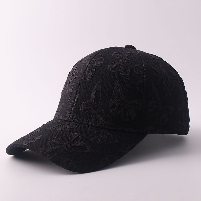Solid-color Butterfly Printed Adjustable Simple And Sweet Peaked Cap Baseball Cap, Suitable For Couples' Date Shopping