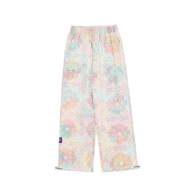 Men's And Women's Waistband Loose Drawstring Hip Hop Pants - Photo Color
