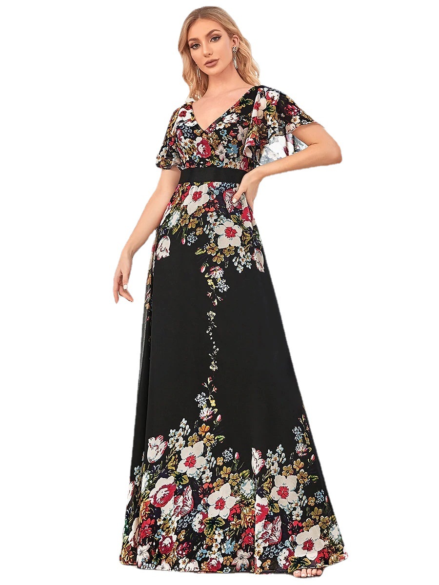 Printed High Waist Sling Style Commuter Midi Dress - Image 5