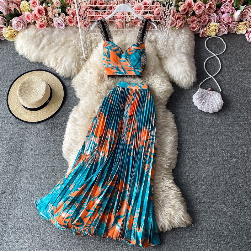 Pleated Sling Long Skirt, picture 3 of 7