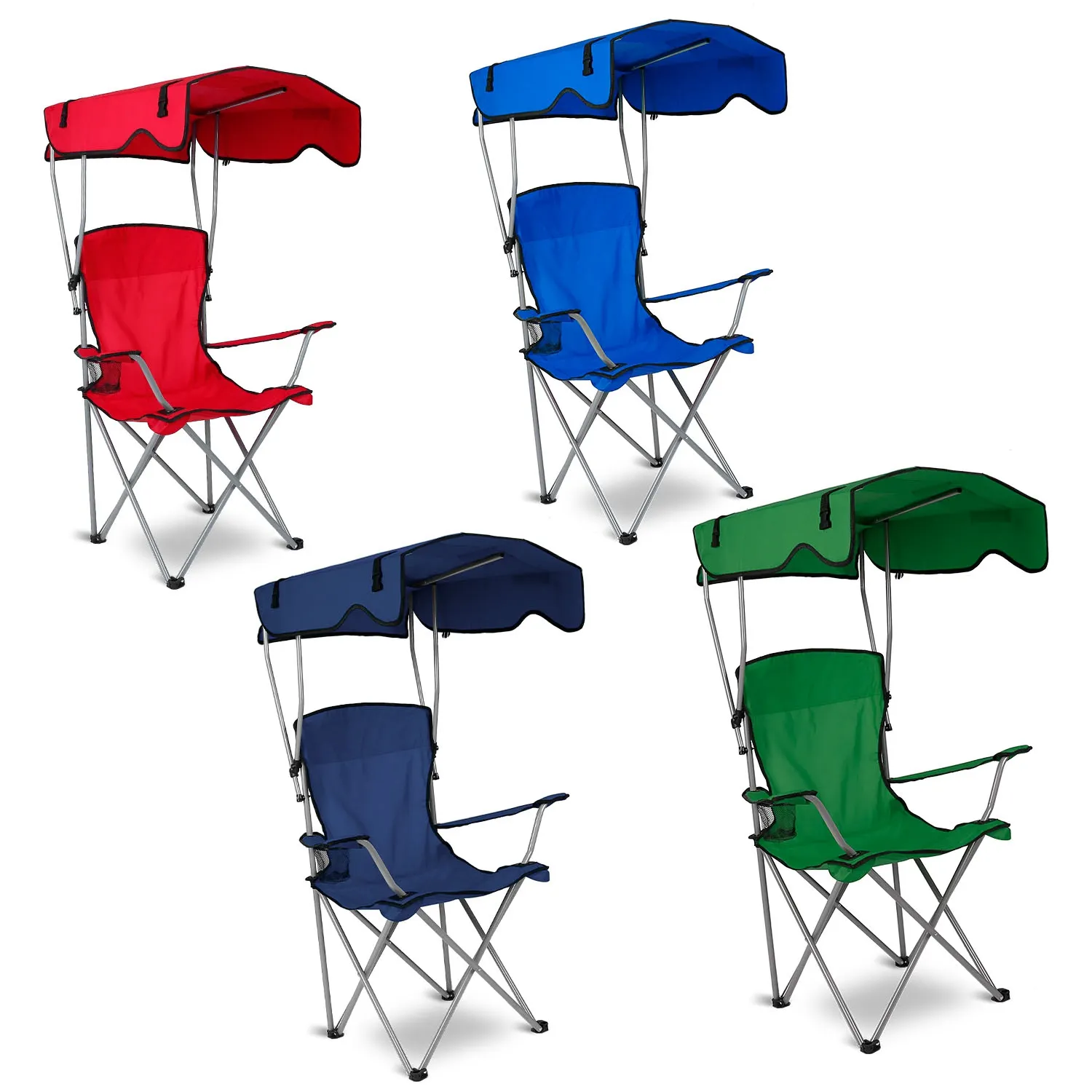 Foldable Camping Chair With Canopy Cup Holder