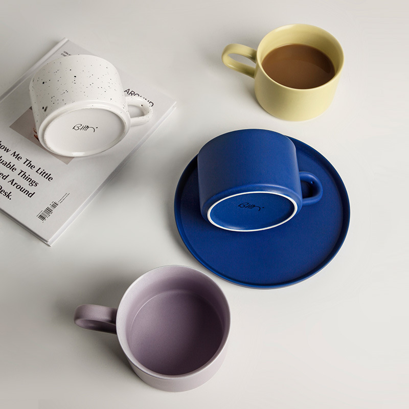 Ceramic Simple Coffee Mug With Lid Spoon