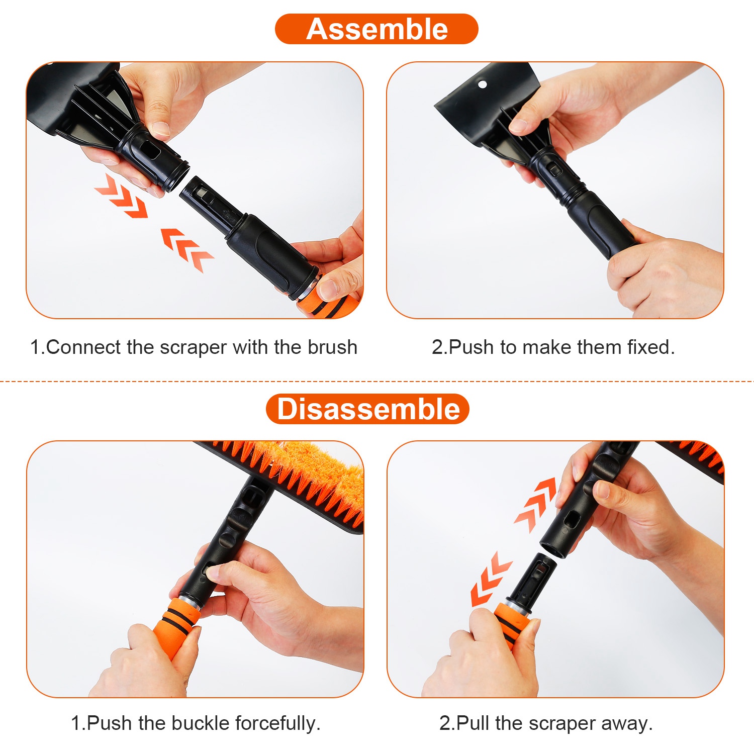 3 Color Options -- 1Pc 3 In 1 Windshield Ice Scraper Extendable Car Snow Removal Tool Telescoping Car Broom Snow Shovel Automobile Frost Removal - Image 2