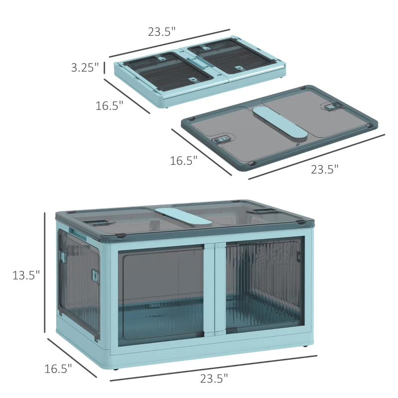 Stackable Storage Bins With Lids, Wheels, And Collapsible, Blue_voghion.com