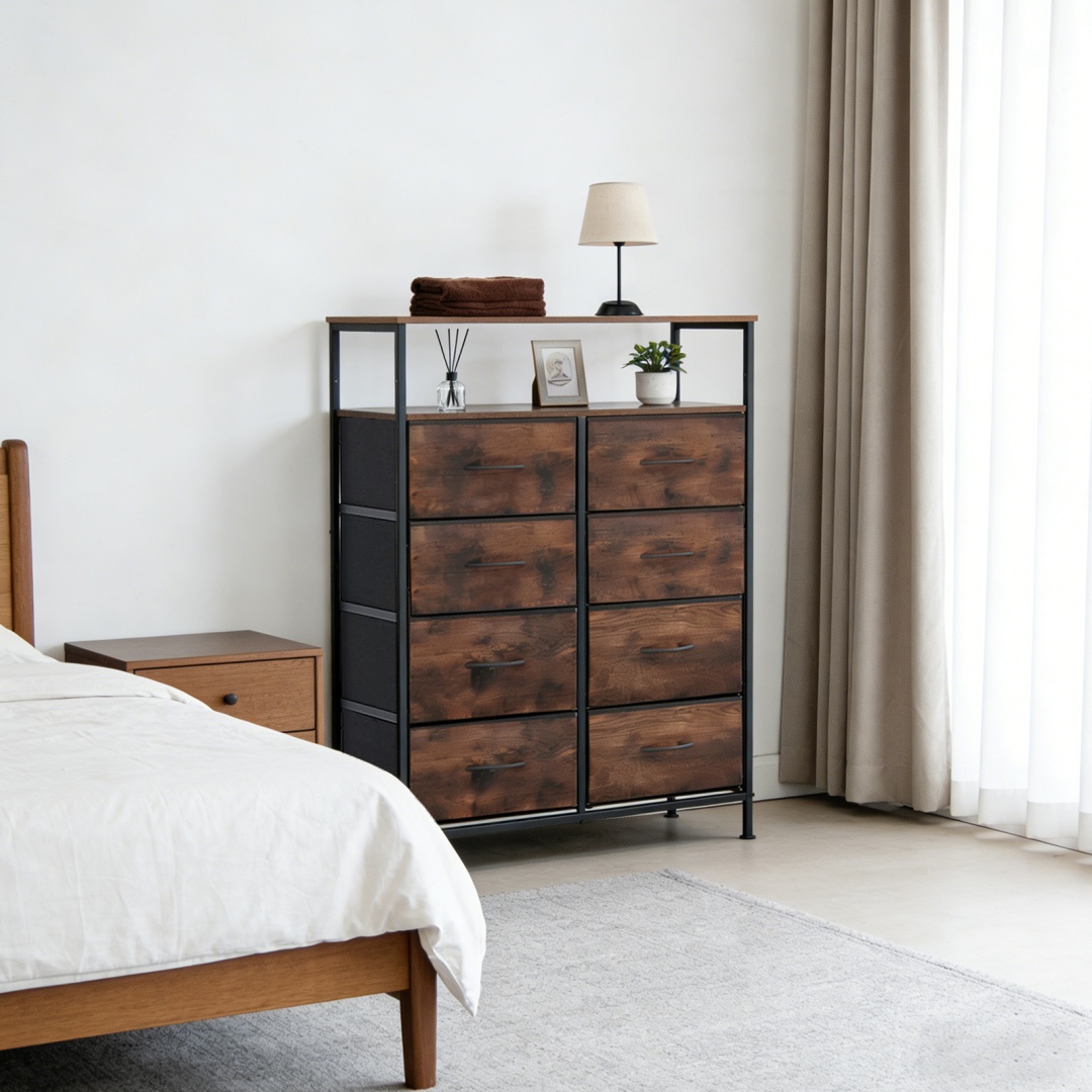 8-Drawer Fabric Dresser with Open Shelf β photo 7