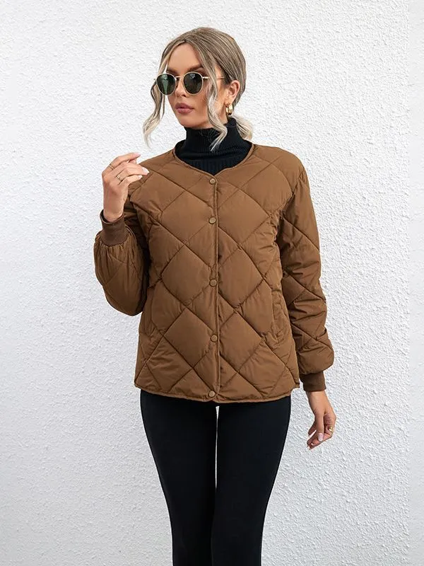 Diamond Check Casual Coat Coffee - Shop at LoveMi