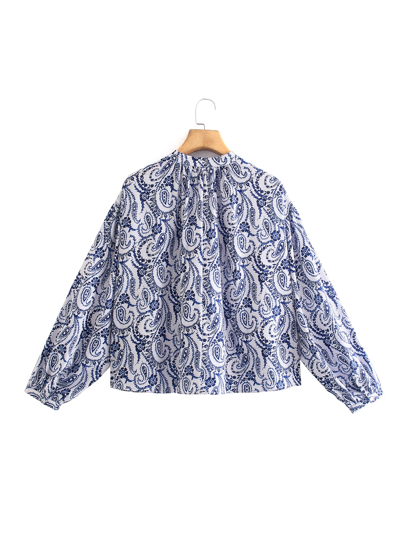 New Arrival Ladies Lantern Sleeve Printed Shirt