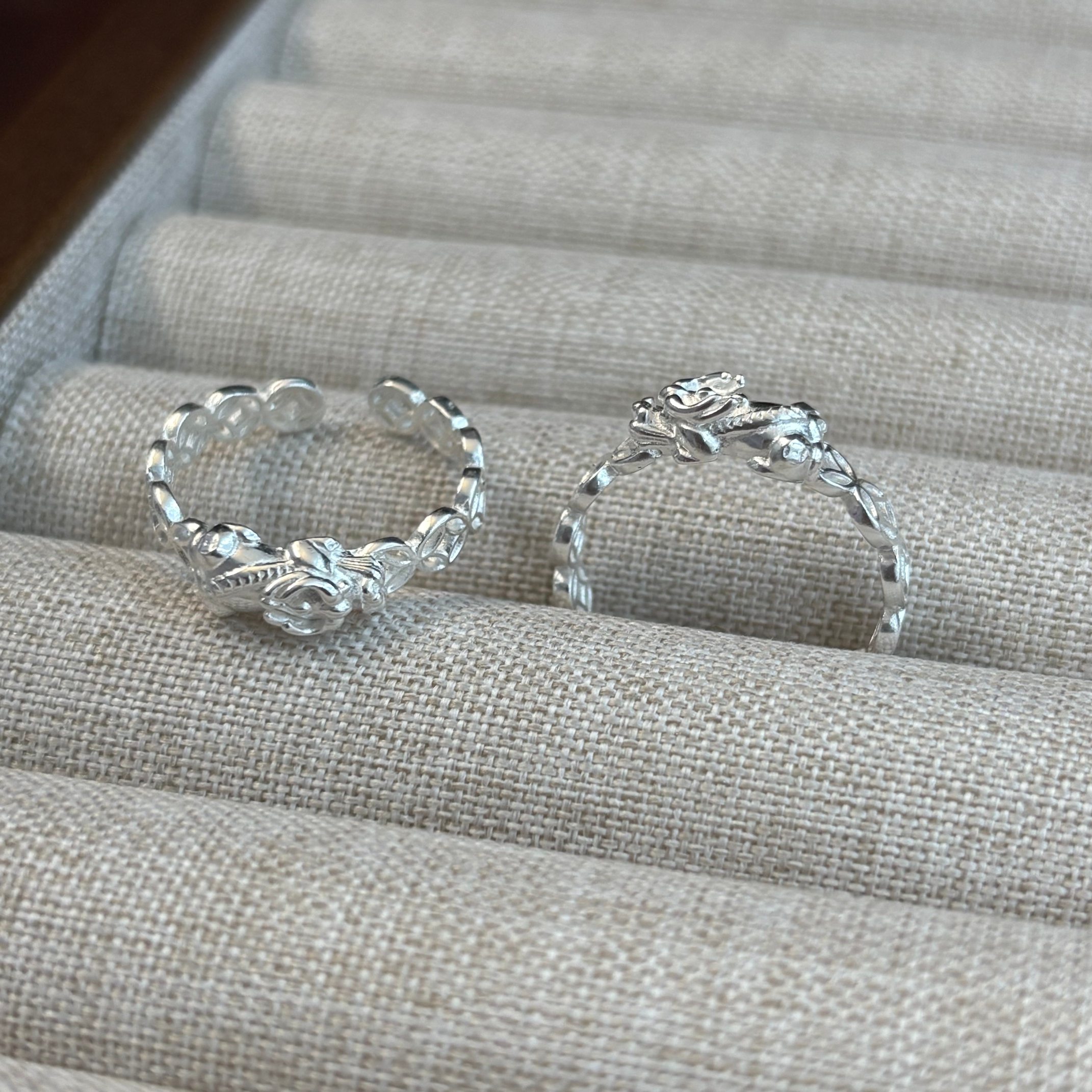 1pc 999 Sterling Silver Pixiu Coin Chain Open Ring, Lucky Retro Style, Perfect For Daily Wear And Holiday Gift