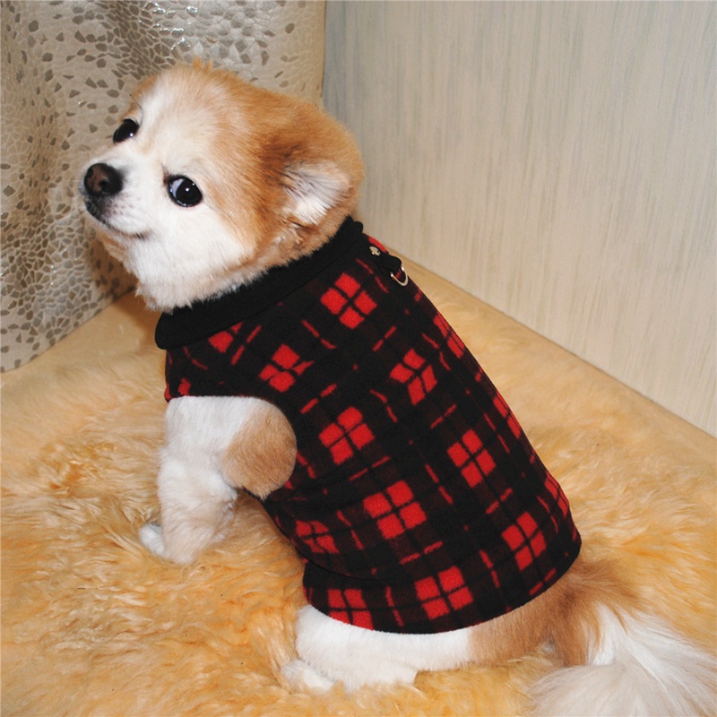 Warm Fleece Pet Dog Clothes Autumn Winter Thickened Vest Coat Small Medium Dogs Warm Costume With Traction Ring