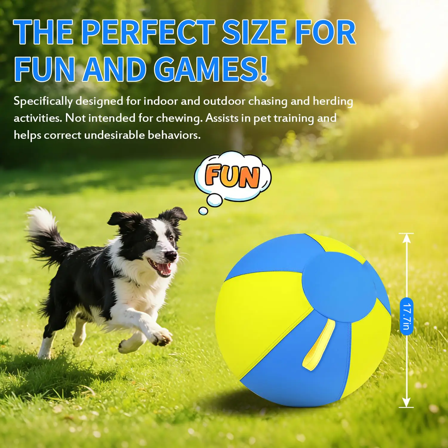 Herding Ball For Dogs, 25 Inch Large Dog Ball Toy With Handles, Anti Burst Interactive Toy For Large Breeds, German Shepherds, Rottweilers, Agility Training Exe