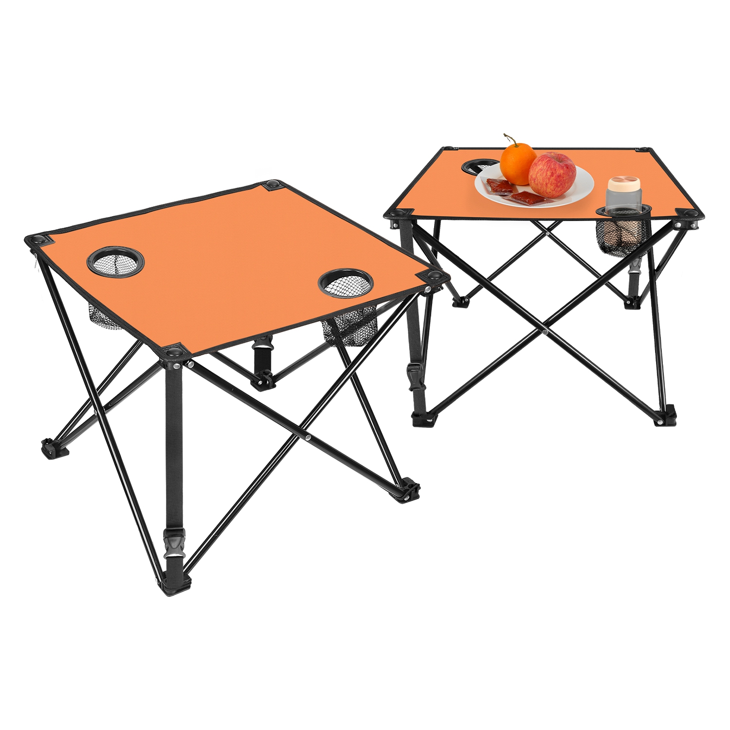 1Pc 2Pc Options Foldable Camping Table Portable Picnic Table Lightweight Travel Desk With 2 Cup Holders Carrying Bag Color Options Black Orange Green Red Blue Navy Blue image 37