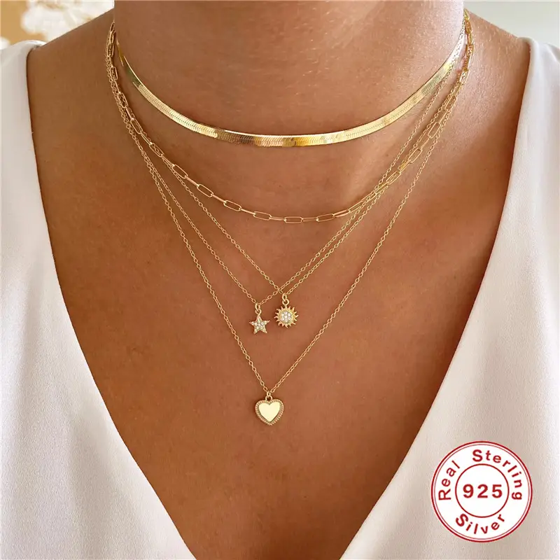 Women's Diamond Geometric Pendant Necklace Clavicle Chain