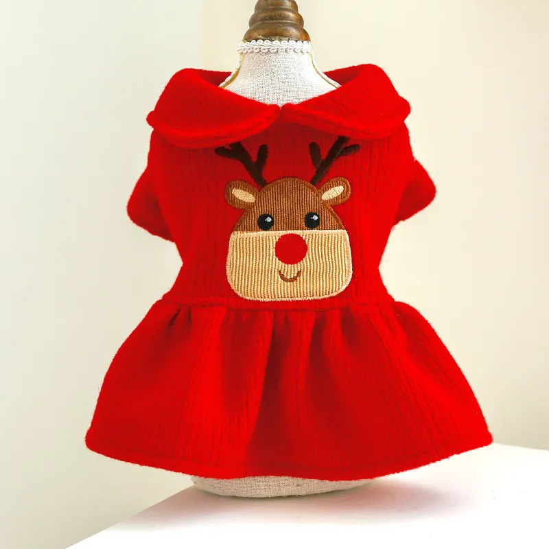 New Year Festive Christmas Elk Couple Dress Hoodie - Skirt