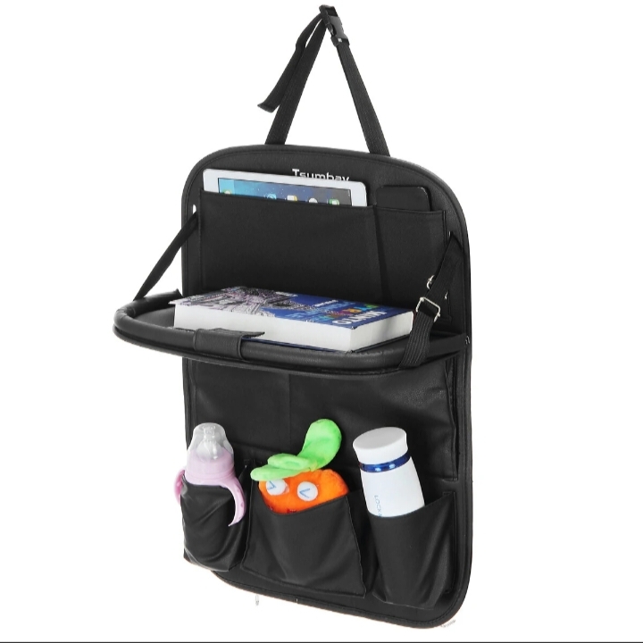 Tsumbay Foldable Stroller Back Seat Organizer Foldable Sack Holder Multi-Pocket Tray Storage Bag 3