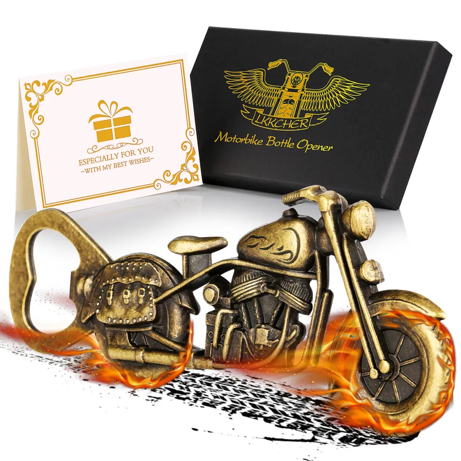 Old Motorcycle Beer Bottle Opener Black Gift Box With