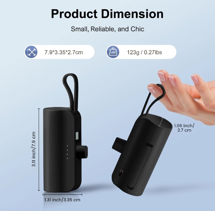Mini Portable Power Bank Capsule Fast Charging Pocket Size Emergency Battery thumbnail 5