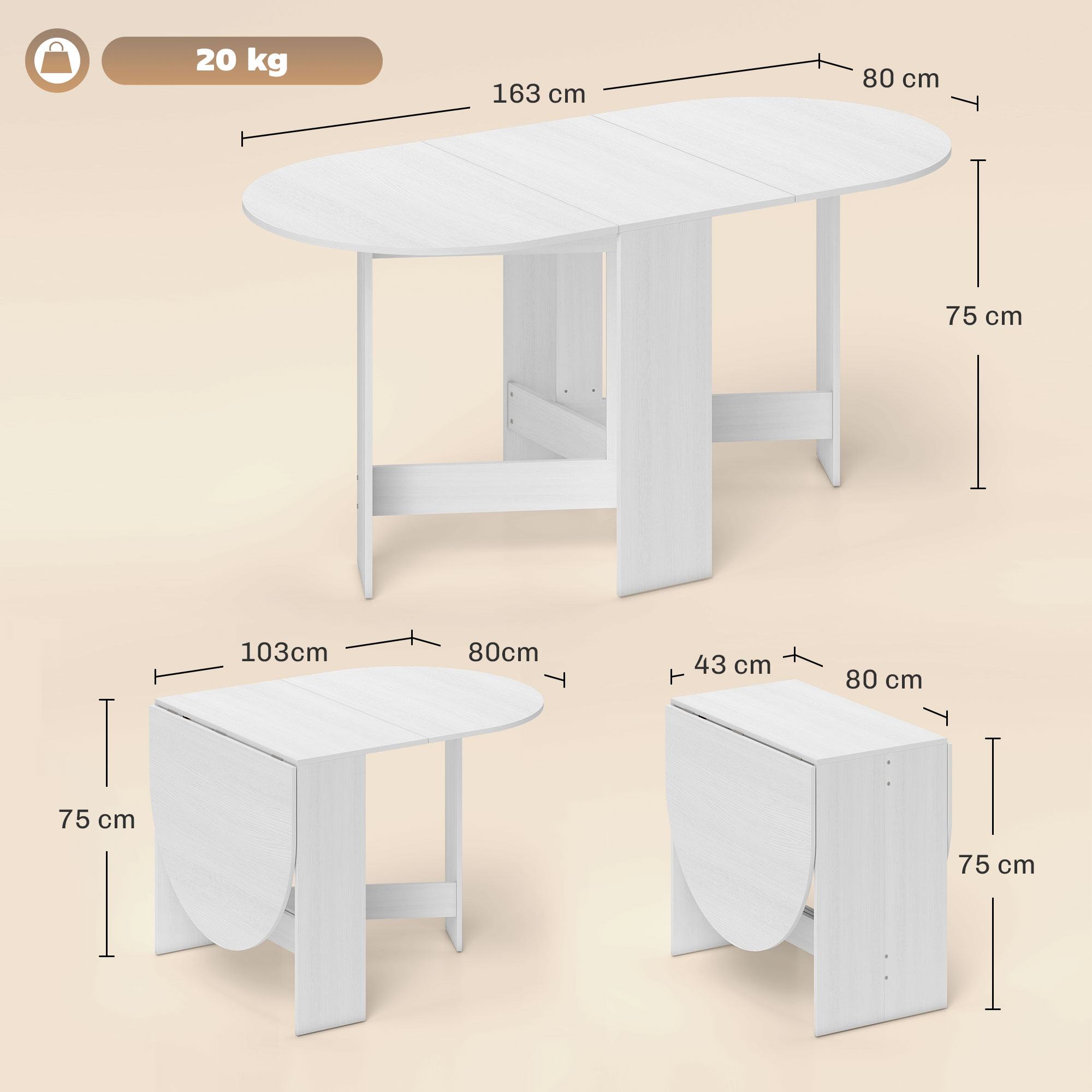 Folding Dining Table, Small-sized Folding Table, Oval