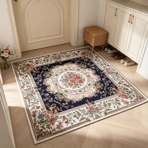 1pc Floral Pattern Square Rug