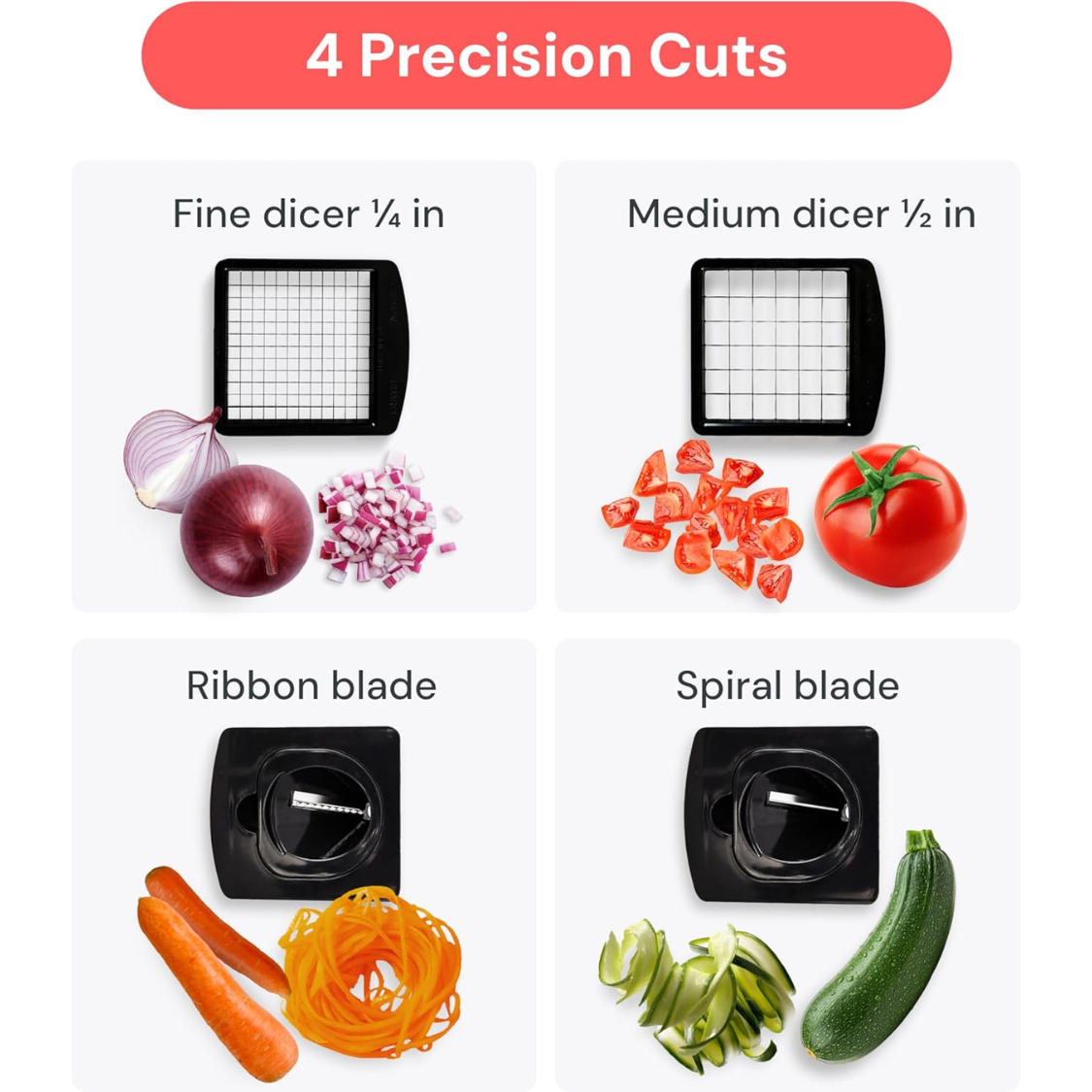 Vegetable Chopper And Spiralizer Food Chopper With Container Fruit Cutter Onion Dicer All In One Prep Tool Kitchen 3