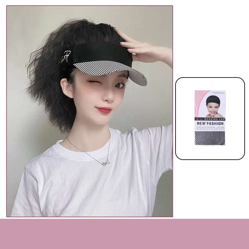 Horse Tail Wool Curly Hair Style Duck Tongue Hat - Natural Black