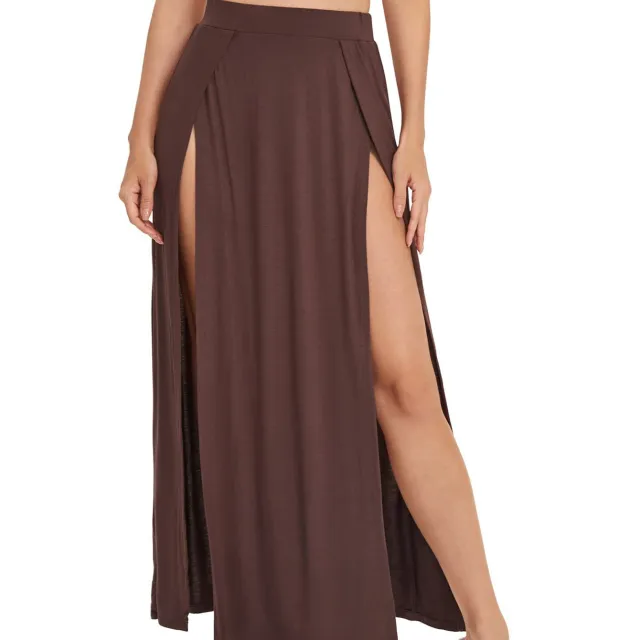 Women's Elegant Casual Solid Color Skirt Khaki - Shop at LoveMi