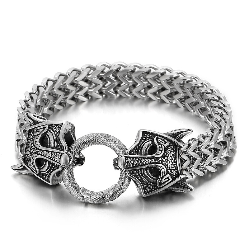 New Popular Retro Double Braided Men's Stainless Steel Bracelet