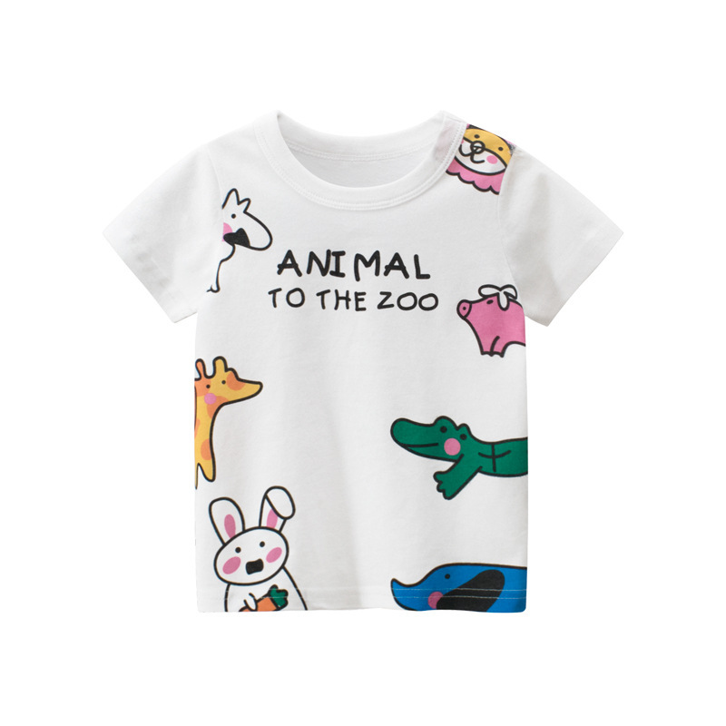 Girls Full Watermark Short-sleeved T-shirt
