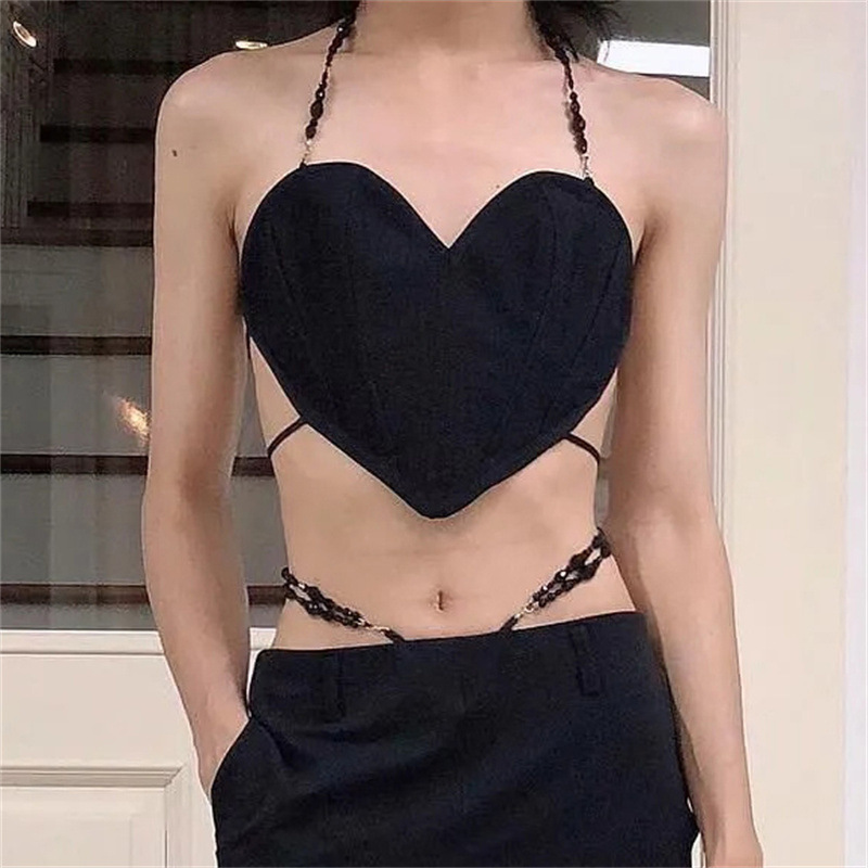 Title 9, Fashion halterneck short cropped navel love ves...