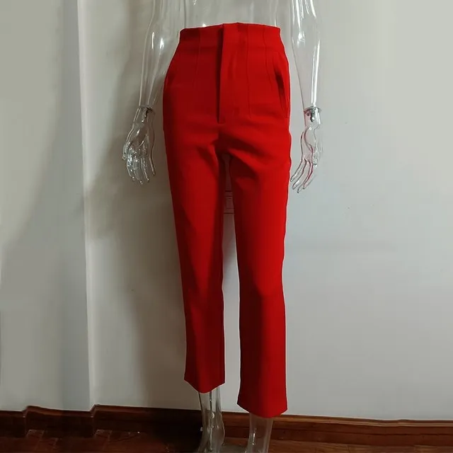 Women's Casual Fashion Straight Leg Pants - Red