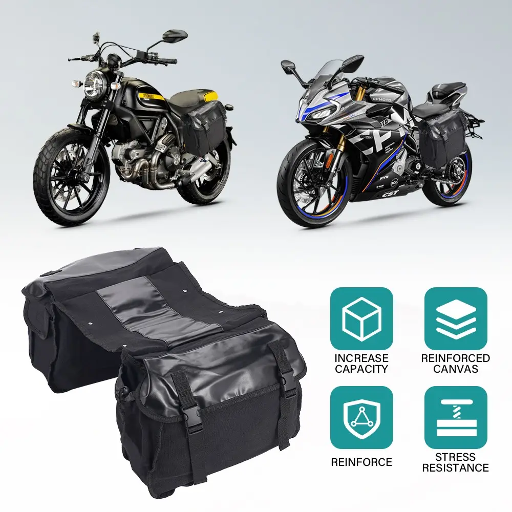 26L Motorcycle Saddle Bag Waterproof Side Canvas