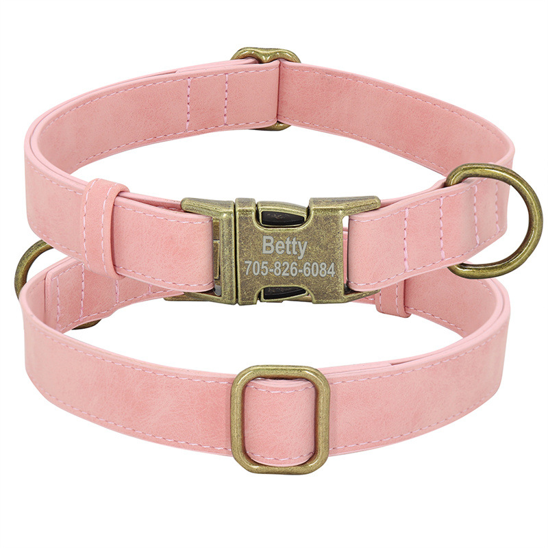 Collar Poly Urethane Leather Small And Medium sized Dog Pink - Shop at LoveMi