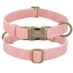 Collar Poly Urethane Leather Small And Medium-sized Dog - Pink - View 1
