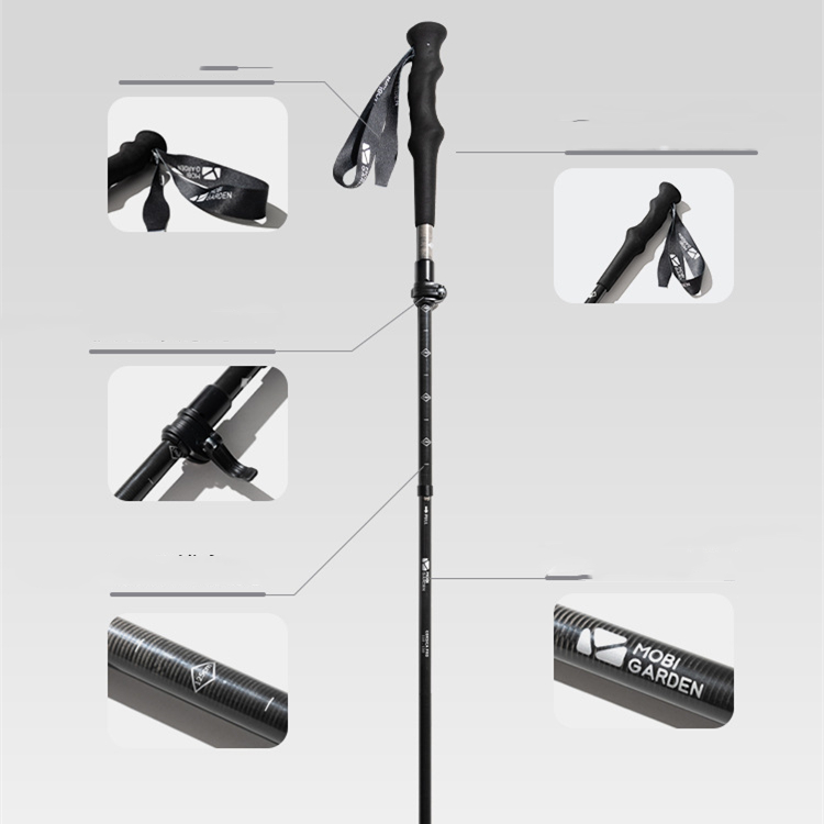 Carbon Fiber Straight Grip Travel Mountain Climbing Stick