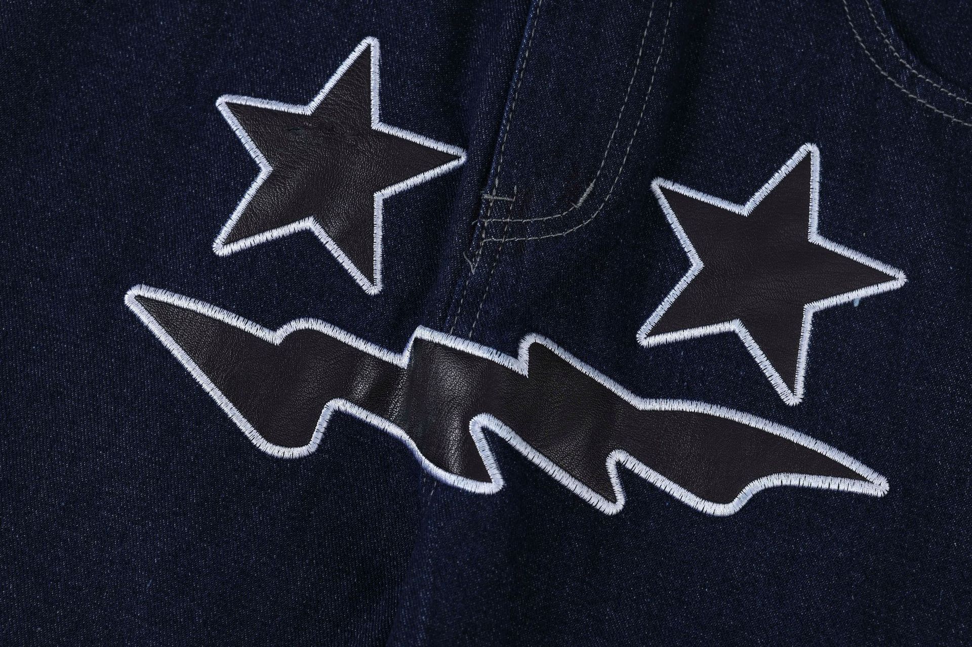 High Street Wash Paste Cloth Embroidery Straight Jeans