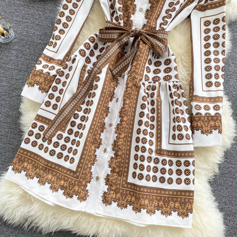 Women's Short Breasted Slim Design Printed Dress