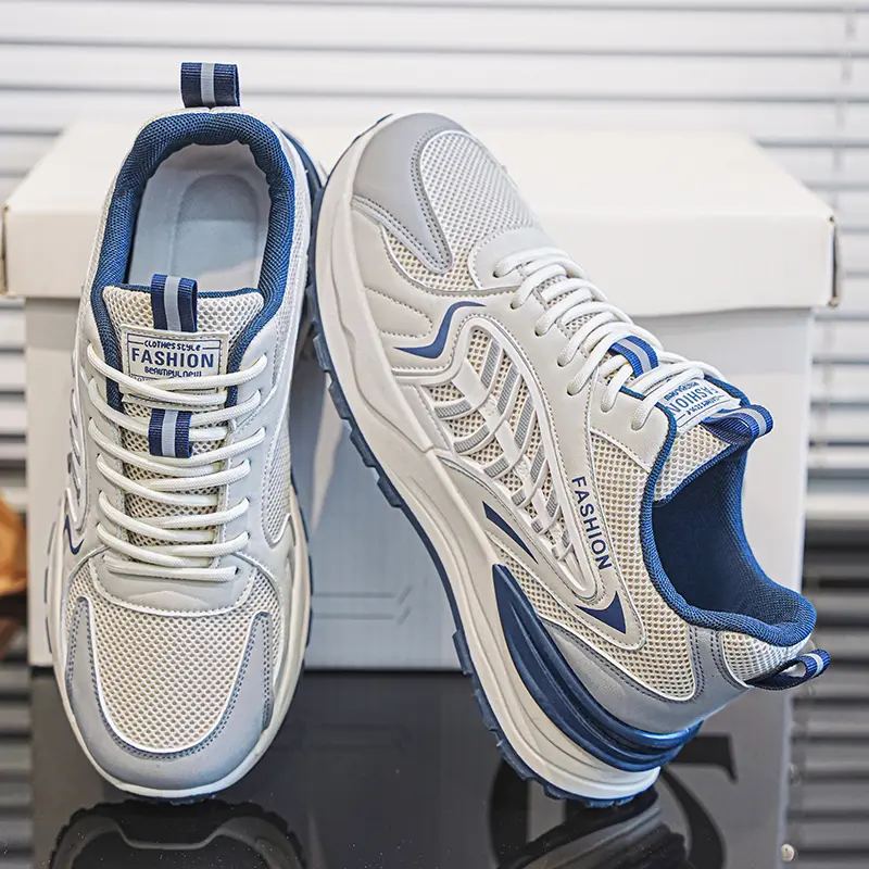 New Men's Breathable Mesh Sports Shoes, Korean Trendy Versatile Thick Sole Casual Dad Sneakers, Fashion Footwear For Men